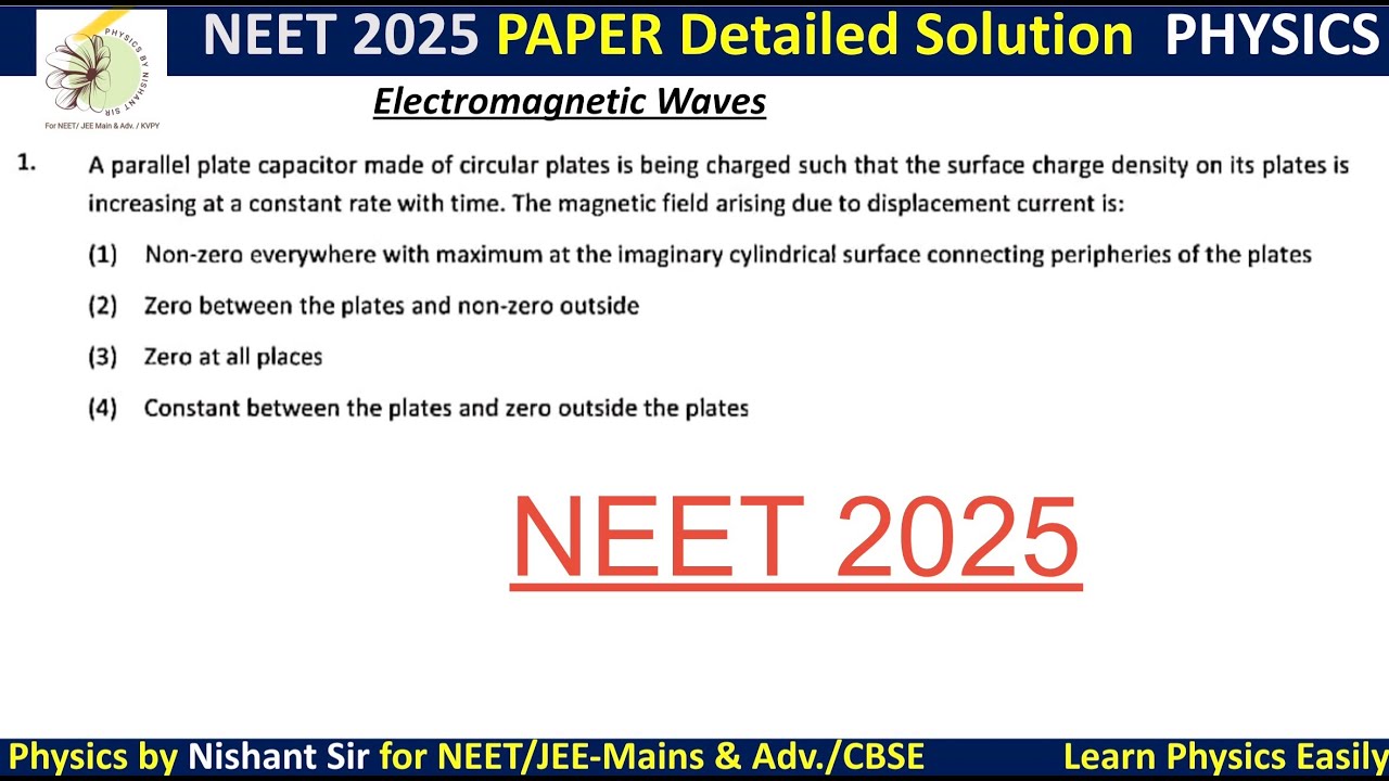 A parallel plate capacitor made of circular plates is being charged such that the surface #neet2025