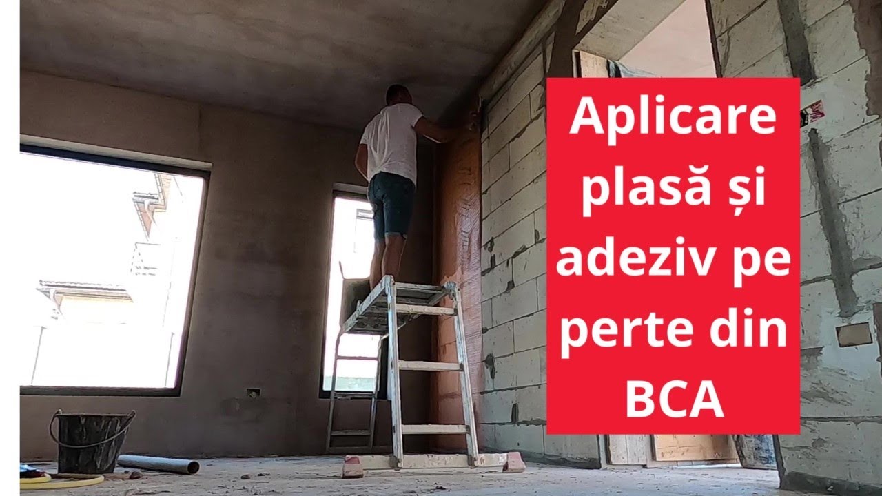 Aplicare plasa si adeziv pe perete din BCA