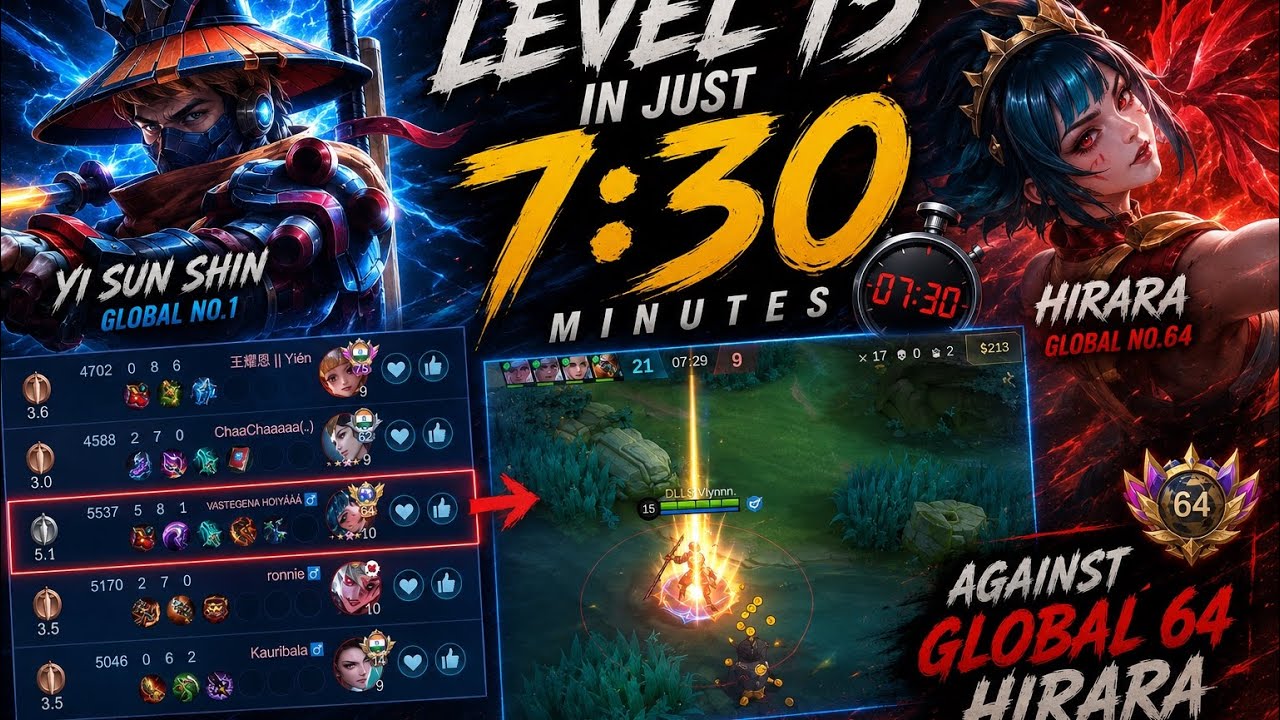 LEVEL 15 IN JUST 7 MINUTES GLOBAL NO.1 YSS vs GLOBAL 64 HIRARA 