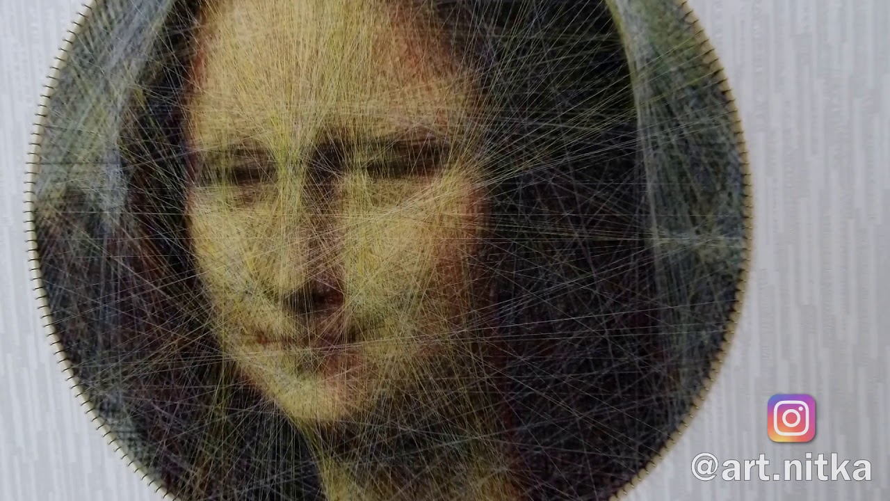 Art in progress | Mona Lisa made with threads only | StringArt | Art Nitka