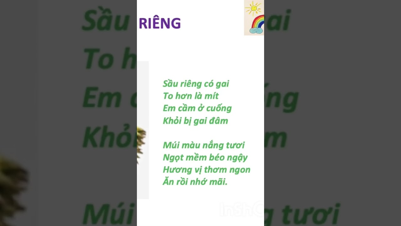 ĐỌC THƠ QUẢ SẦU RI&Ecirc;NG CHO B&Eacute; NGHE
