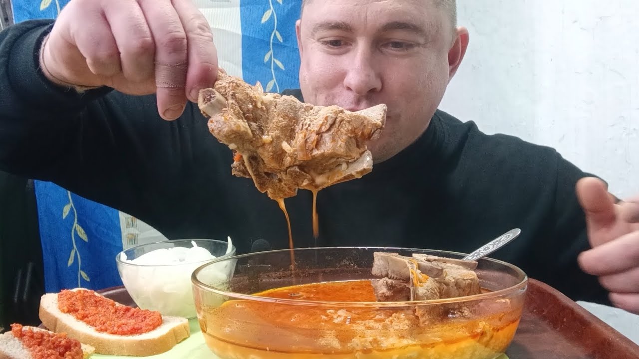 Мукбанг/обжорыч/вкусняшки/еданакамеру/мукпанроссия/Суп Харчо с косточками/mukbang/devoured/