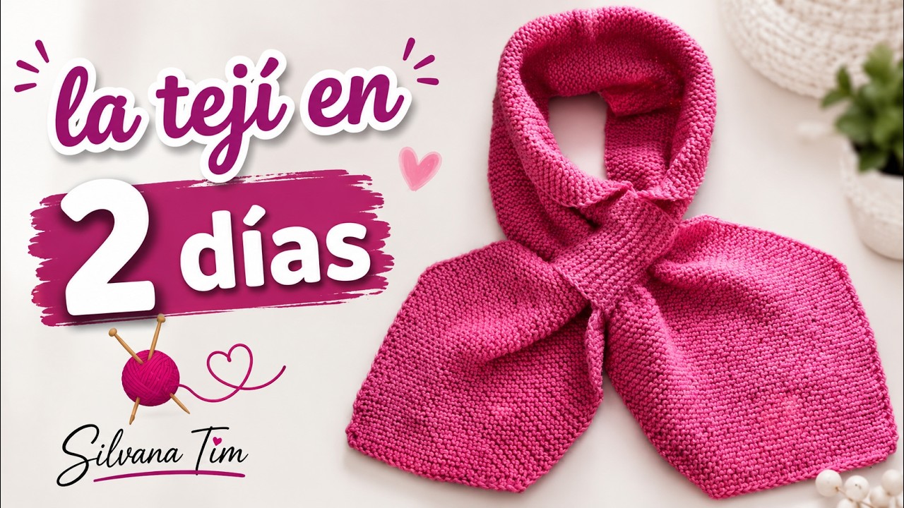 Bufanda GATITO a dos palitos / Bufanda MOÑO Tejido con dos agujas / silvana tim tejidos # 377