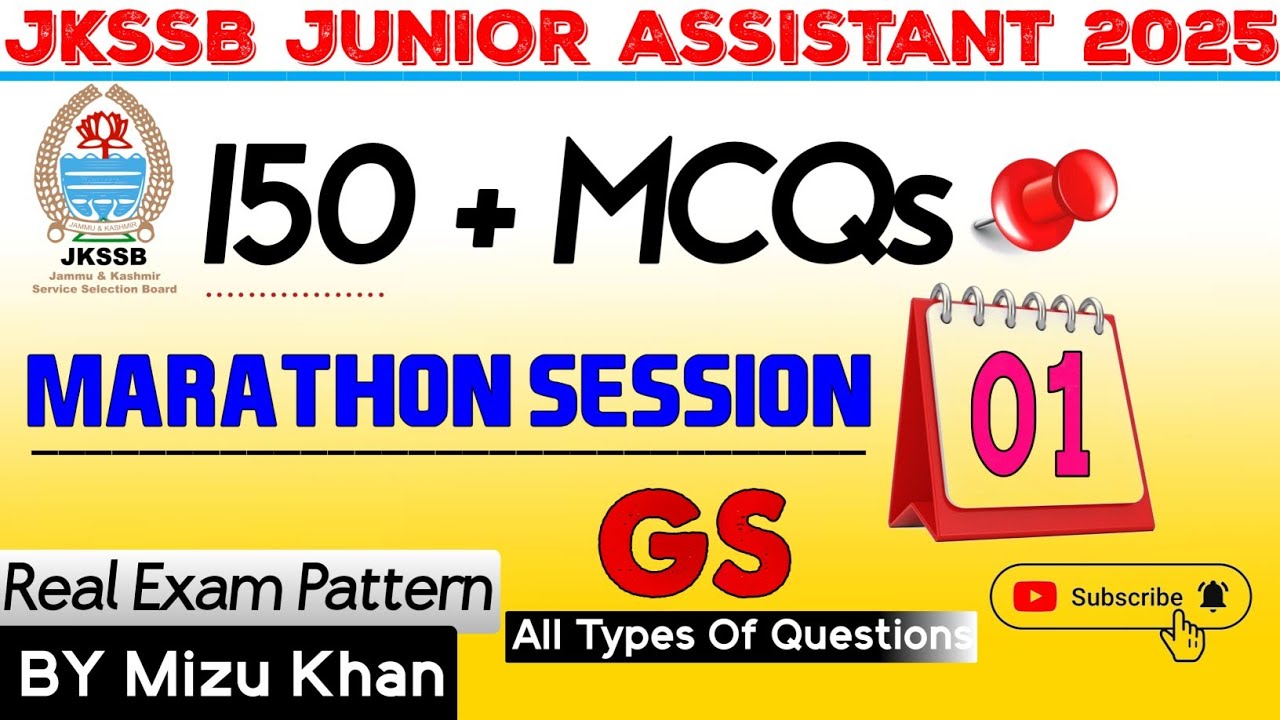 150+ GK MCQs | JKSSB Junior Assistant Marathon | FAA Exam 2025–26 | By Mizu Khan .