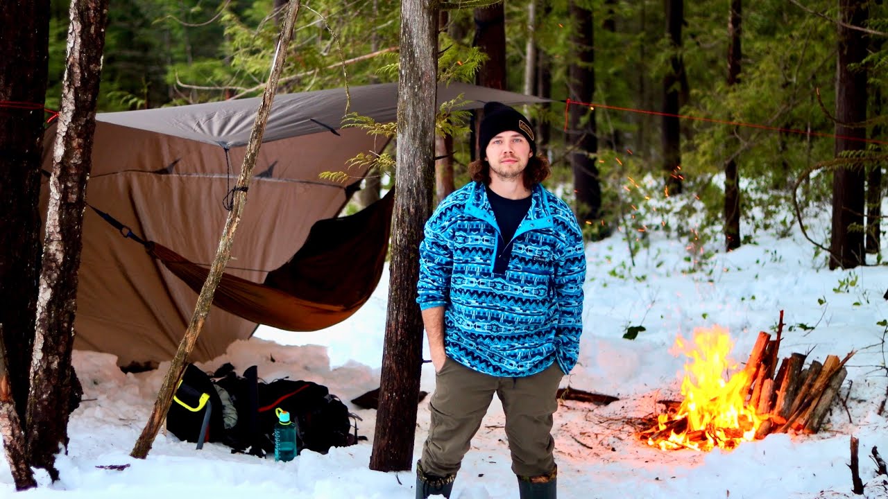 Winter Hammock Camping in Snow & Rain