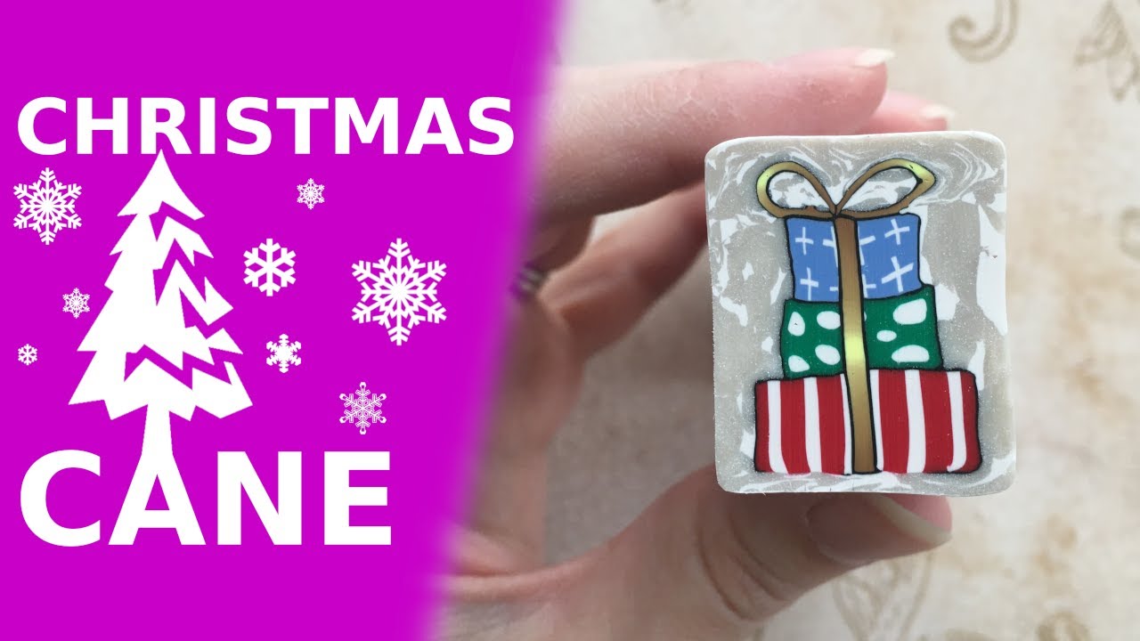 Polymer Clay Christmas Cane - Presents