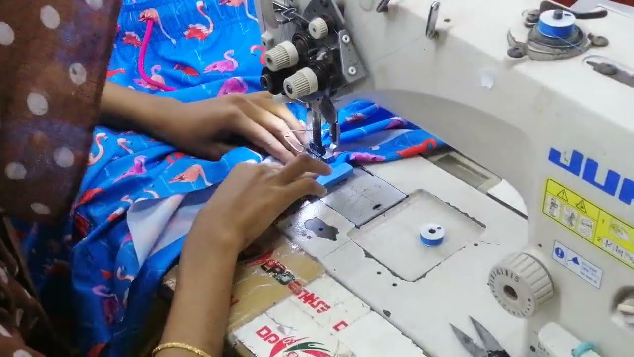 Bottom hem process || Men's swim shorts bottom hem process || How to do bottom hem