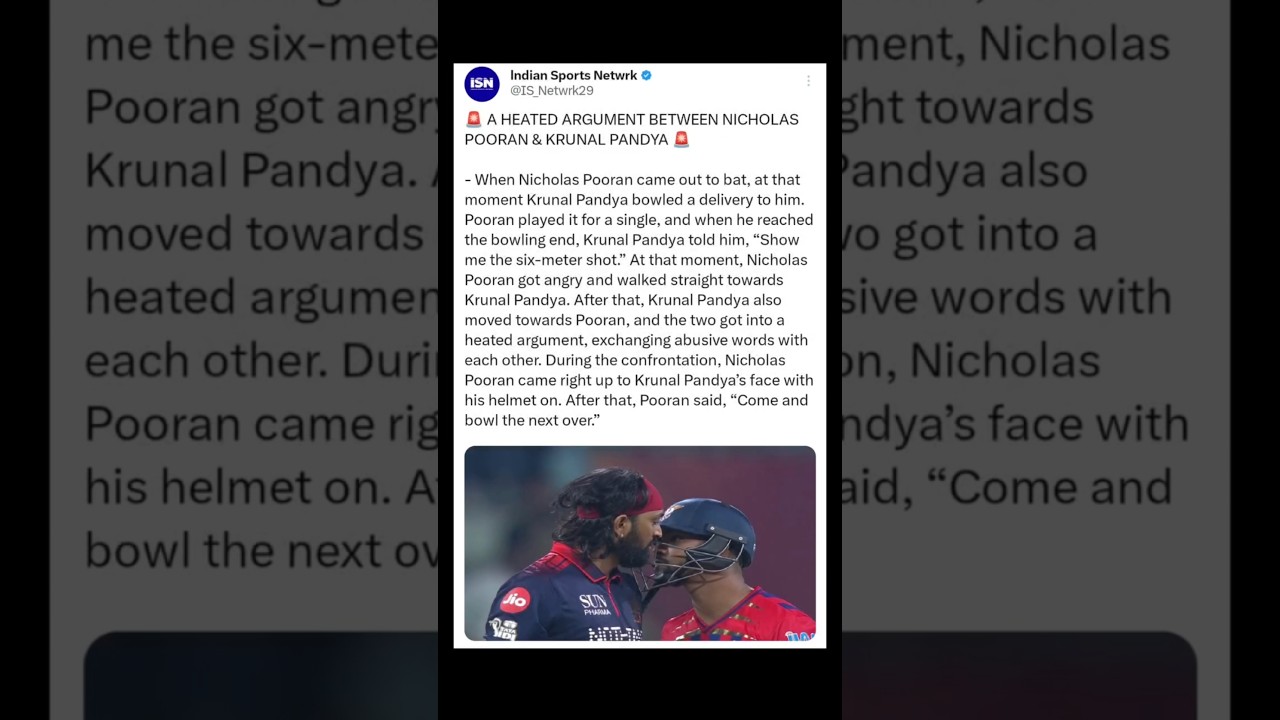 🚨A Heated argument between Nicholas pooran and Kunal Pandya🚨 #rcb #ipl2026 #bengalelection #rcbvslsg