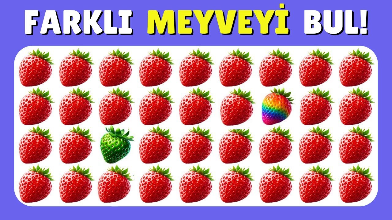 FARKLI MEYVEYİ BUL! 🍓🍌🍉 25 Sorudan Kaç Tanesini Bileceksin❓ Emoji Bulmaca