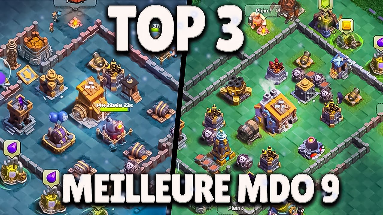TOP 3 MEILLEURES BASE MDO 9 CLASH OF CLANS | Nouvelle maison des ouvriers compo