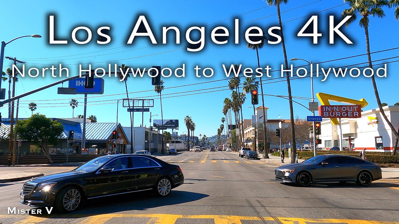 4K Los Angeles California. North Hollywood to West Hollywood