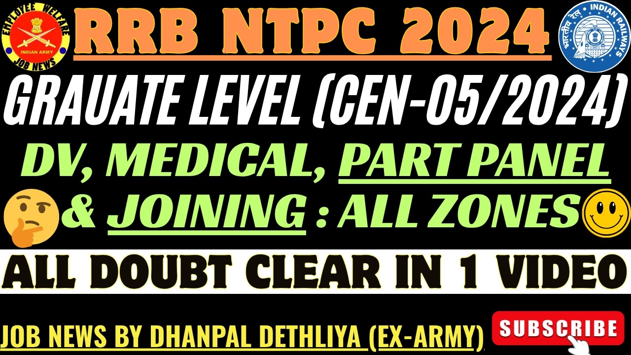 RRB NTPC (G) 2024 - Issuance of Part Panel for All Category😲| Expected Joining Date All Post 🔥
