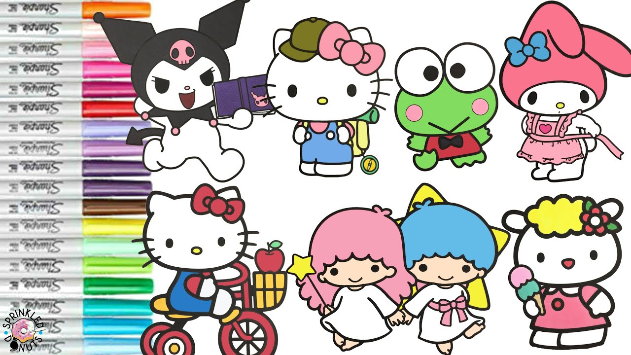Sanrio Coloring Book Compilation Hello Kitty Kuromi My Melody Little Twin Stars Keroppi Fife