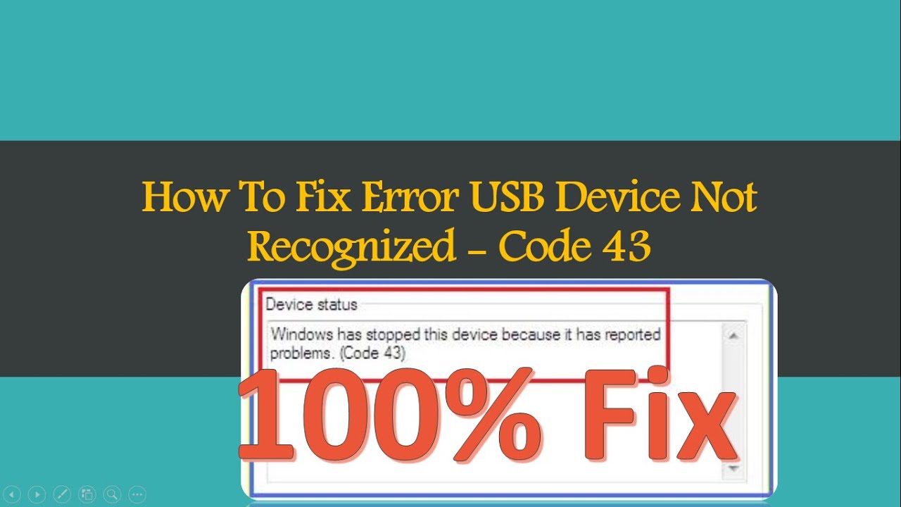 [100% Fix] How To Fix Error USB Flash Not working Device Not Recognized - Code 43