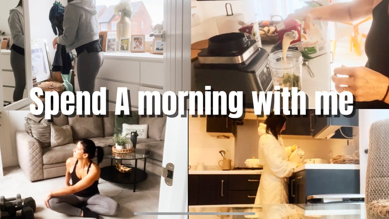 A productive morning vlog / clean with me/ dog walk ,workout &smoothie recipe