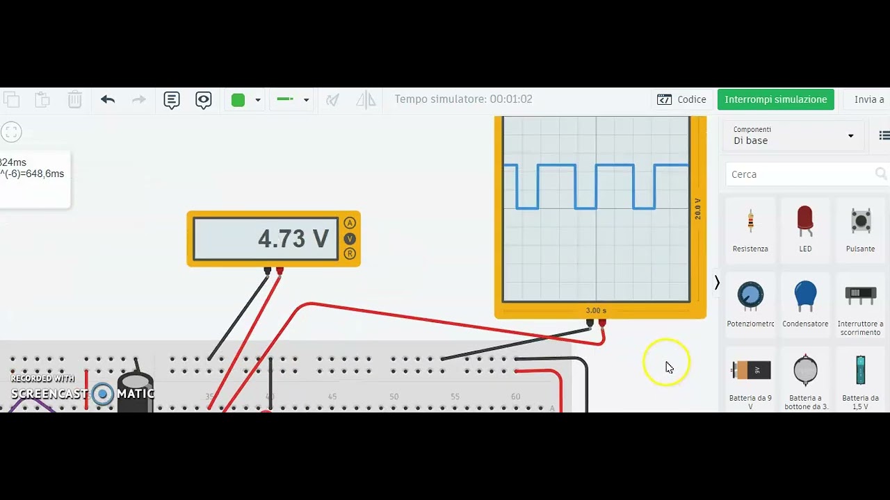Multivibratore astabile con accensione di un diodo led: spiegazione del suo funzionamento