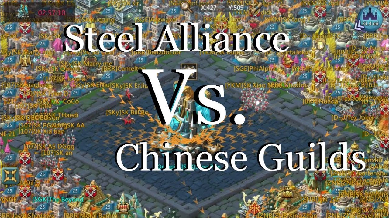 Lords Mobile : Steel Alliance Vs. 4 Chinese Guilds BARON Noon fight
