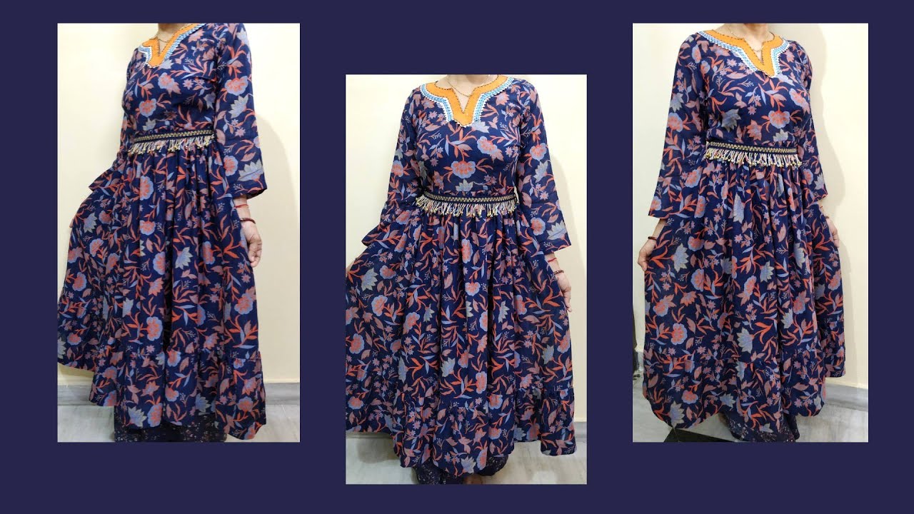 Latest and Trendy Frill Frock Suit Cutting and Stitching