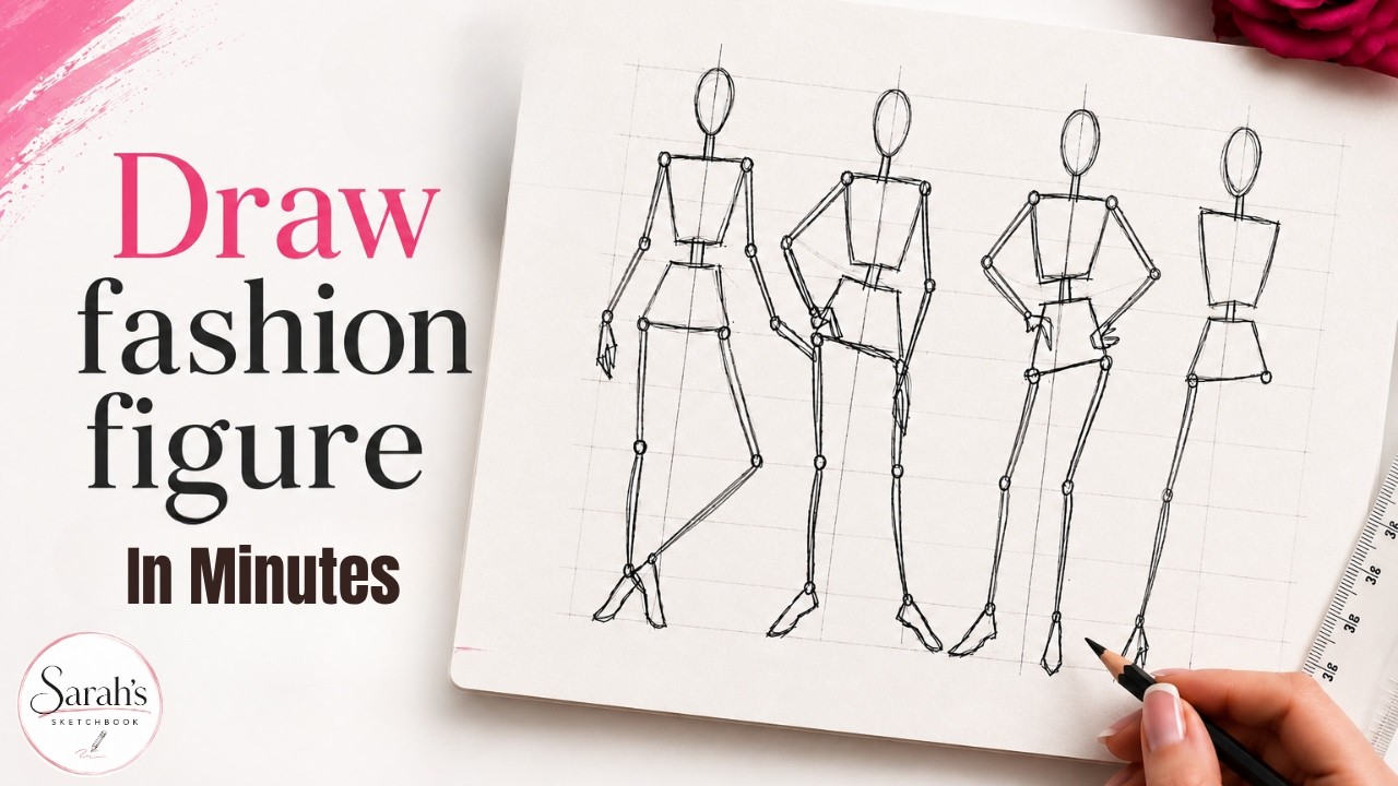 Draw Fashion Croquis in minutes| 4 Fashion Poses Tutorial