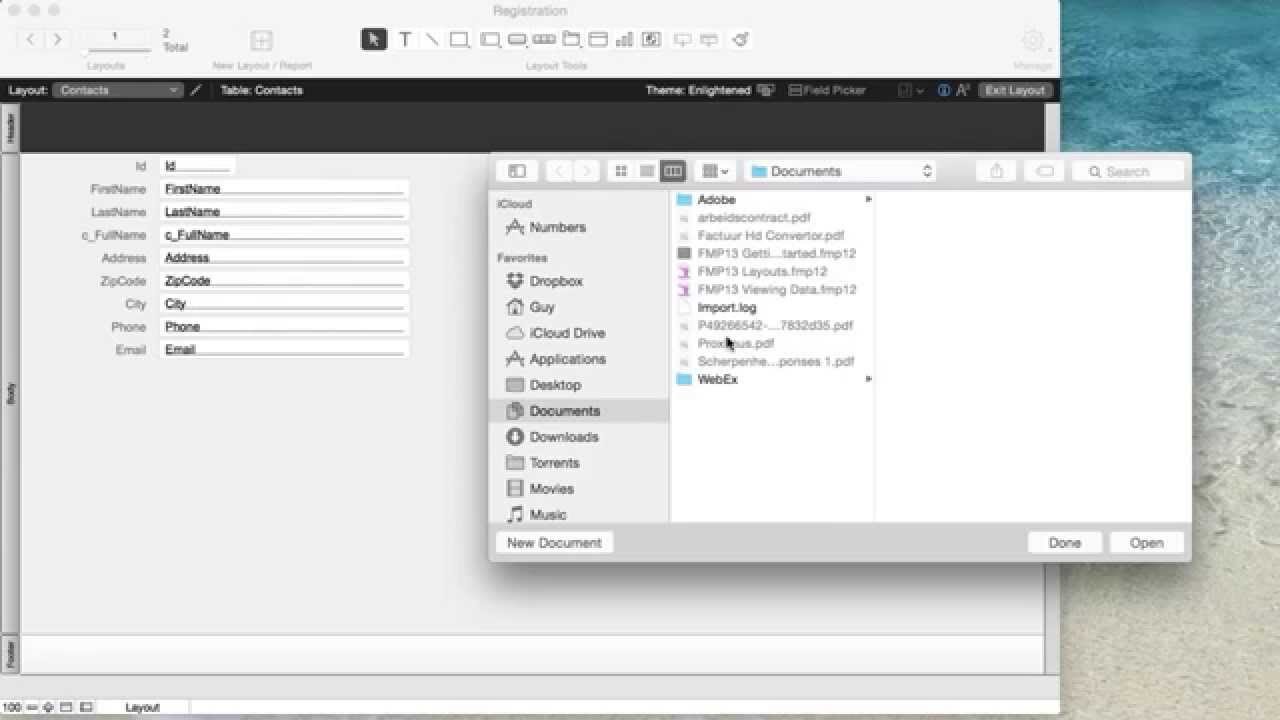Filemaker Pro 14 Event Registration