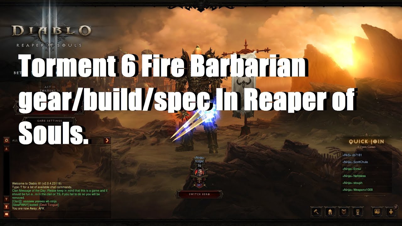 Torment 6 Fire Barbarian Build - Reaper of Souls