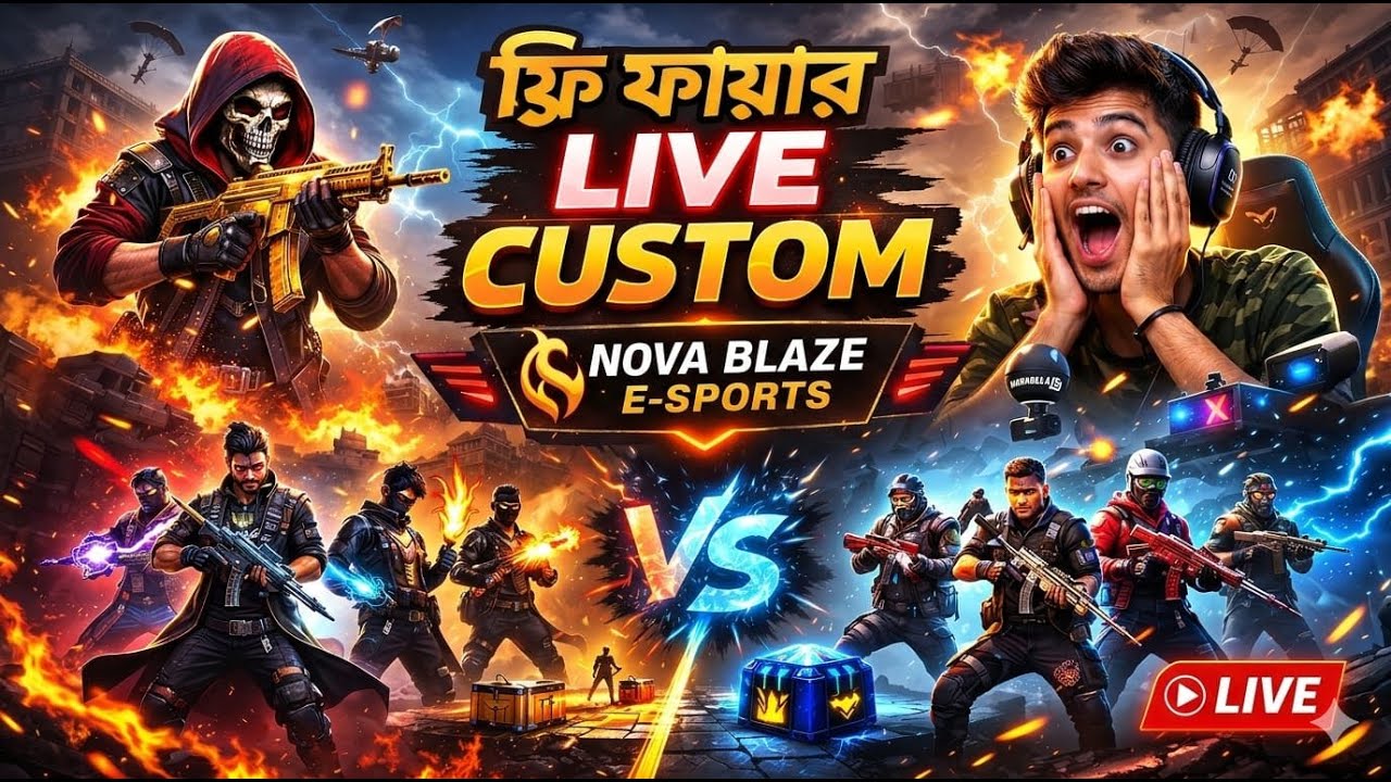 আজকে Free Fire Live Custom 😱 | Nova Blaze E-Sports | FF Live