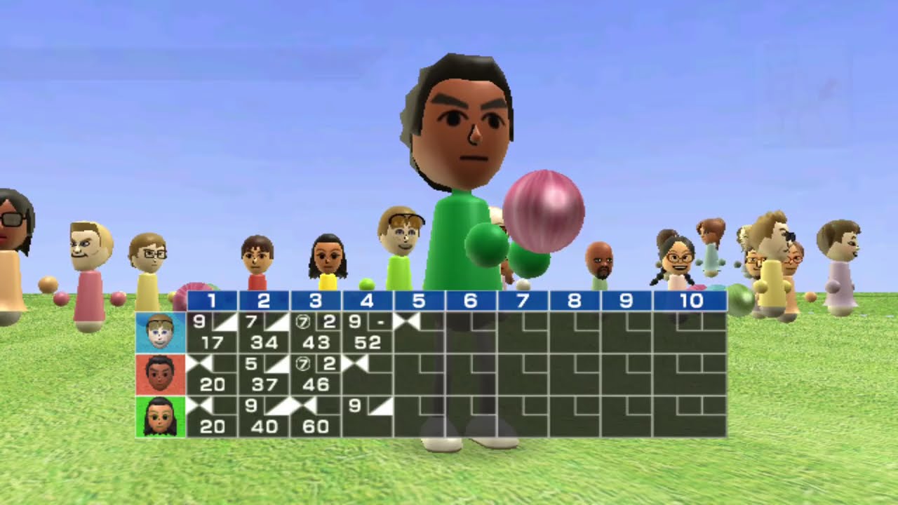 Wii Sports - Боулинг для 3 игроков: Пользовательская дорожка (Луг)