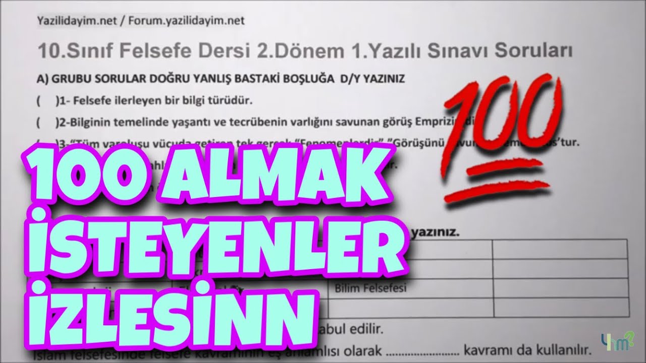 10.Sınıf Felsefe 2.Dönem 1.Yazılı