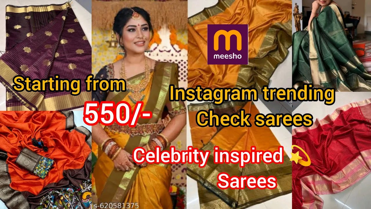 Present most trending check sarees and celebrity inspired sarees from @Meesho #trendingsarees #saree