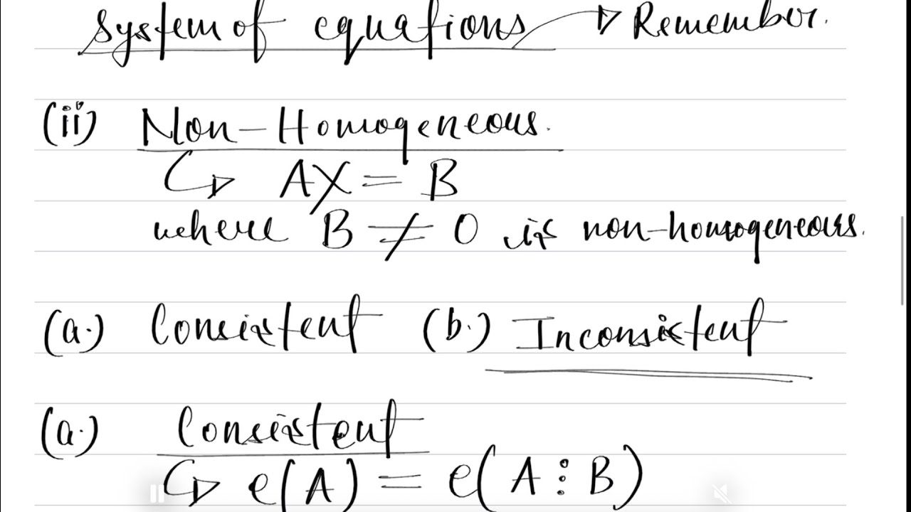 Non Homogeneous System Of Equations 