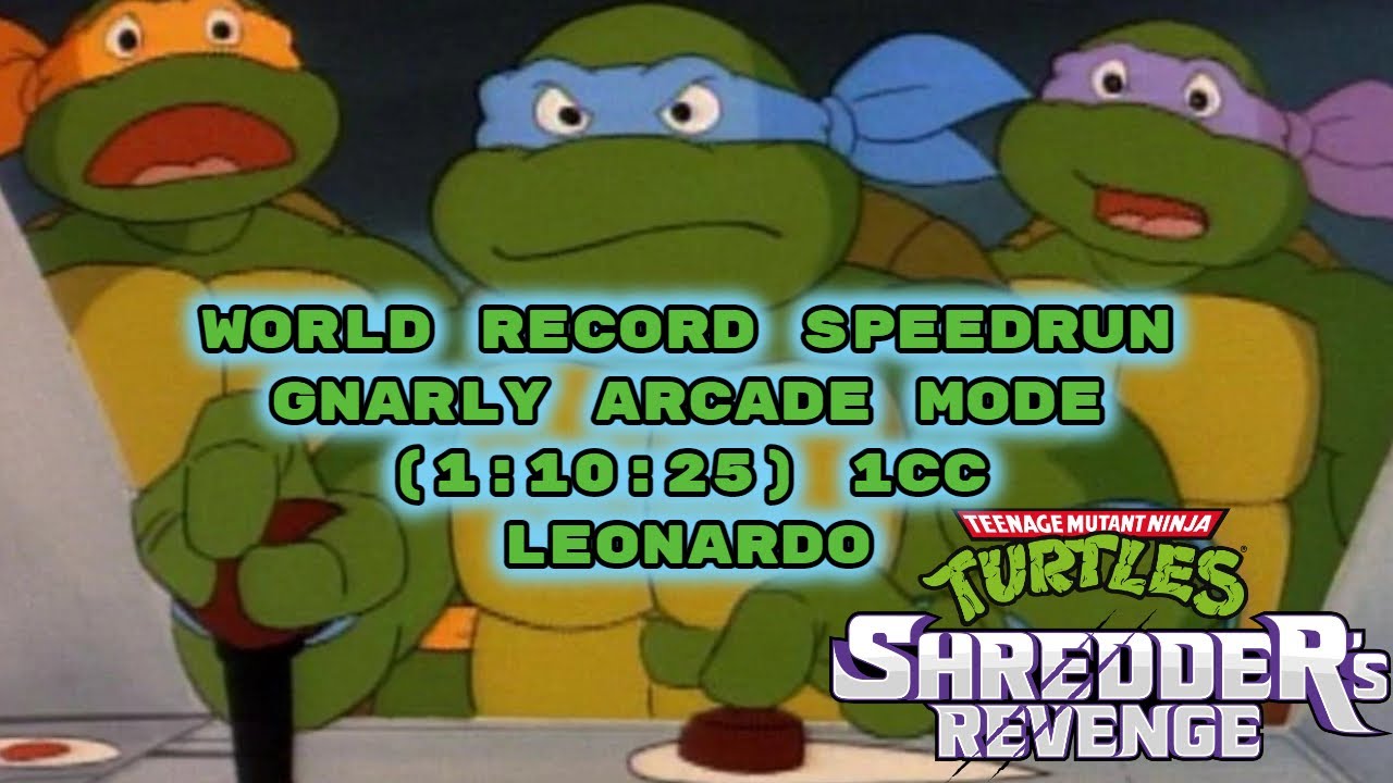 TMNT Shredder's Revenge Former WR Speedrun Gnarly Arcade Leonardo (1:10:25) PS4 World Record 1CC
