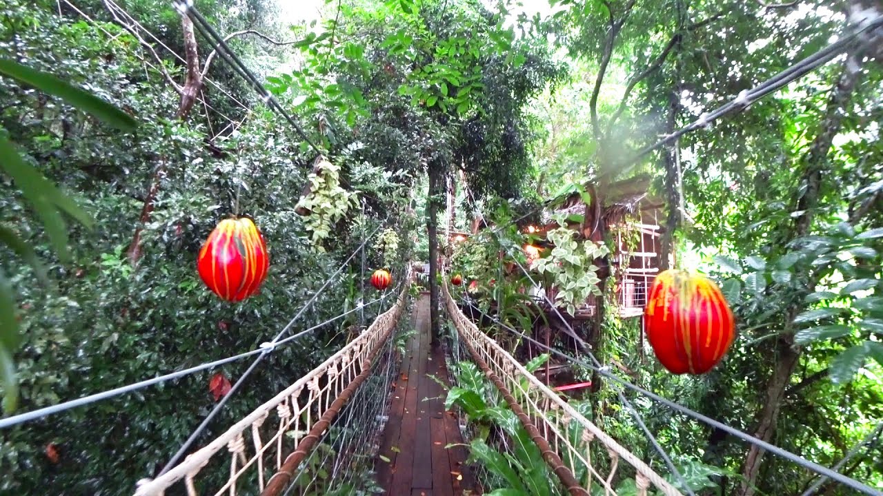 Virtual walking tour - Tree bridge coffee Koh Samui | Waterfall in Maenam - Streets of Thailand 2020