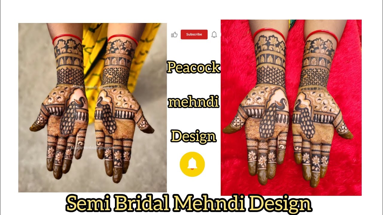 सेमी ब्राइडल मेहंदी डिज़ाइन | Peacock Mehndi Design | आसान और क्लीन मेहंदी | Indian Mehndi Design 
