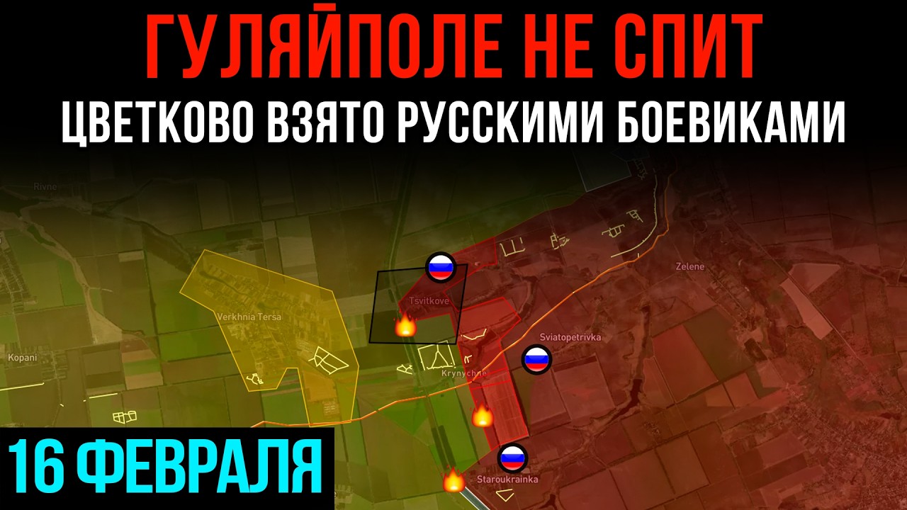 ГУЛЯЙПОЛЕ НЕ СПИТ! ⚡ ЦВЕТКОВО взято русскими боевиками 💥 Сводки БД на 16 февраля 2026 года