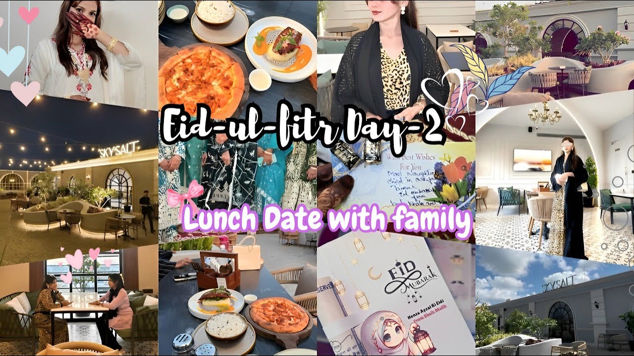 Eid-ul-fitr Day-2💞🫂|Eidi💸🤑 Distribution😍|Eid-E-Milab💛|Lunch Date with family🫕😋🍒|At sky salt cafe☕️🍕
