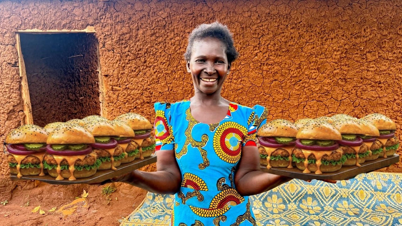 African Village Mum Beats the Rain to Cook Mouthwatering Beef Burgers 🍔|Unbelievable Village Cooking