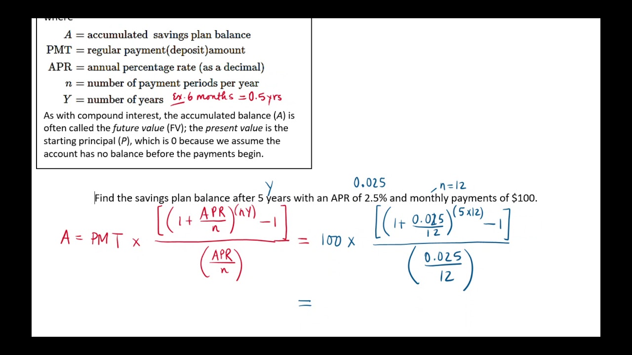 Saving Plan Formula Examples