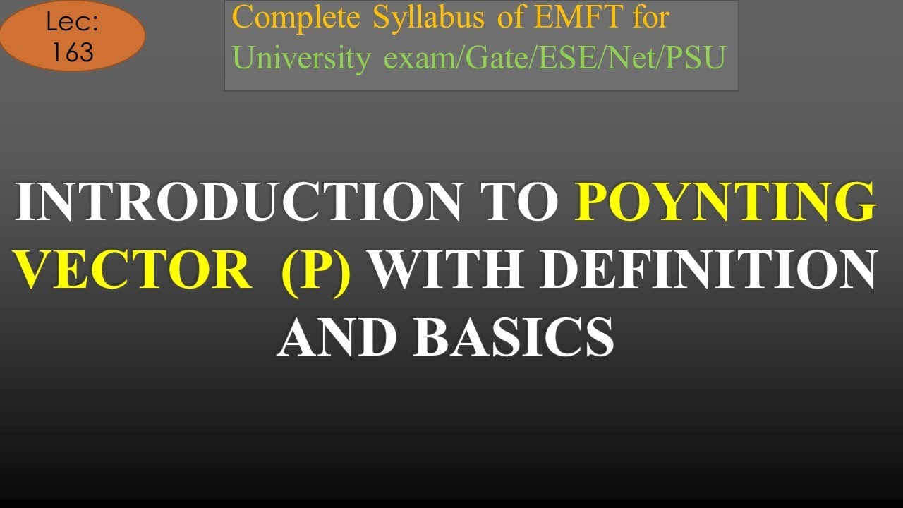 EMFT | Lec 163 | Poynting Vector : Definition, Representation, Unit, Basics | R K Classes |
