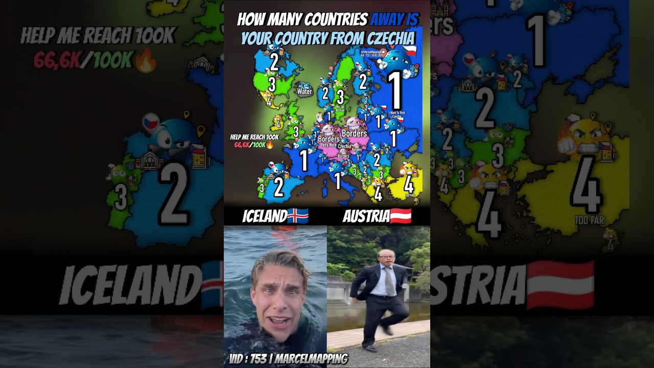 How Many Countries Away Is Your Country From Czechia #mapping #map #shorts #popular #fyp
