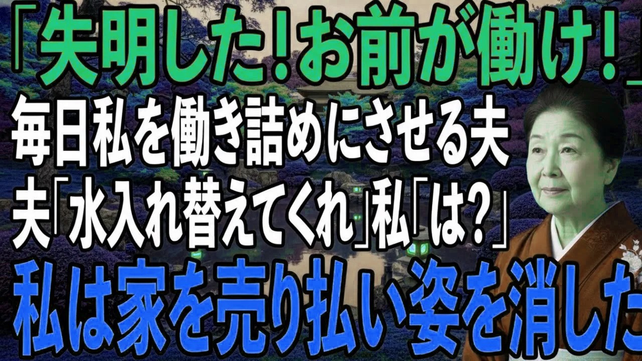 何者かに襲われ失明した夫のために365日パートを3つやり、家事の全てをする私に夫「水取り替えろ」空っぽのウォーターサーバーを見た瞬間、家を売り払い姿を消した【シニアライフ】【60代以上の方へ】