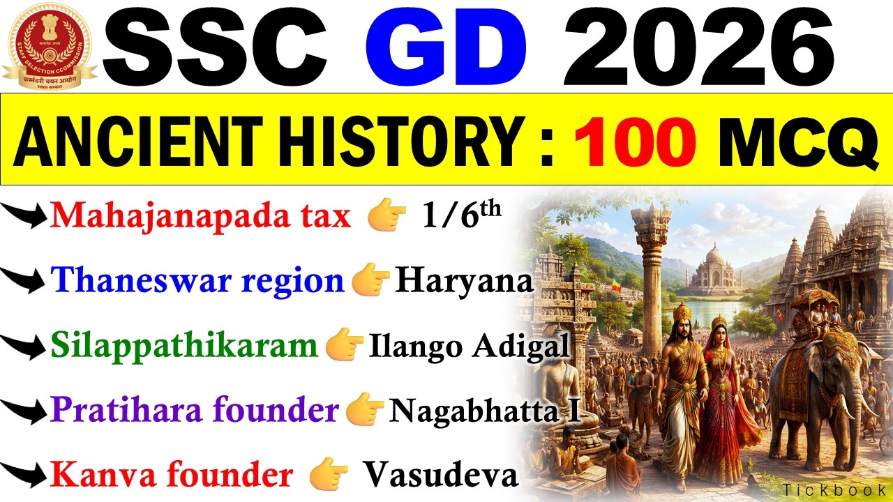 SSC GD 2026 📌 | 100 Ancient History MCQs | Indian History GK Questions 🔥