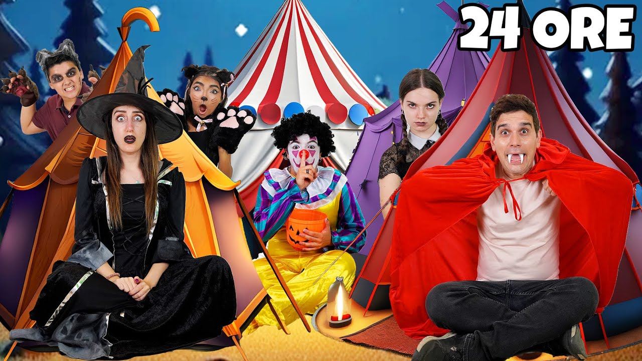 CAMPEGGIO 24 ORE NELLA TENDA DEL TUO COLORE DI HALLOWEEN!CHALLENGE!!VAMPIRO,STREGA,MERCOLEDI!!