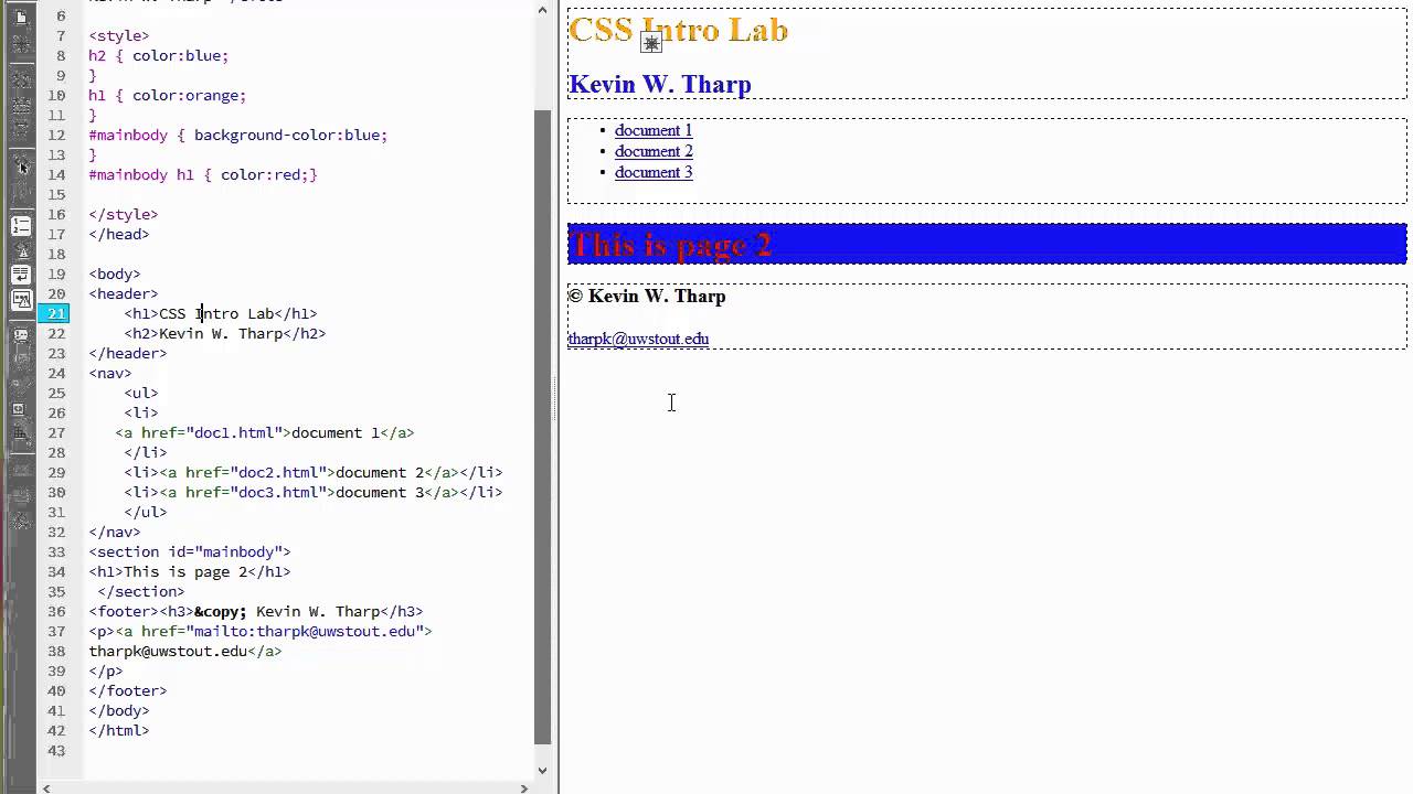Using an ID as a Selector in an Embedded Style Sheet