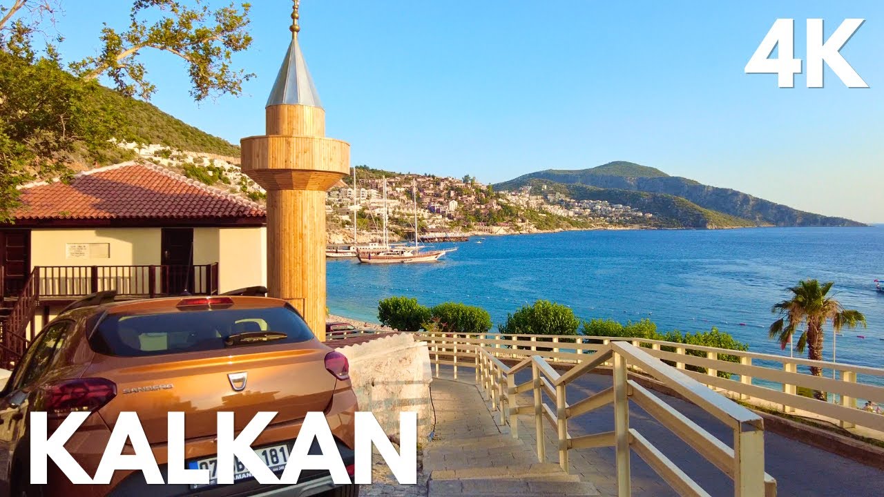 Antalya Beach Walk Tour Turkey, Kalkan 🇹🇷 | 4K | Afternoon Beach Sunset Walk