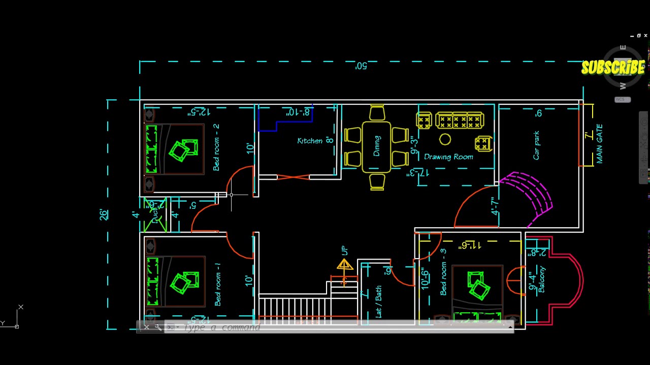 small house plan 26 x 50 || 26 x 50 ka naksa || 1250 sqft ka naksa ||