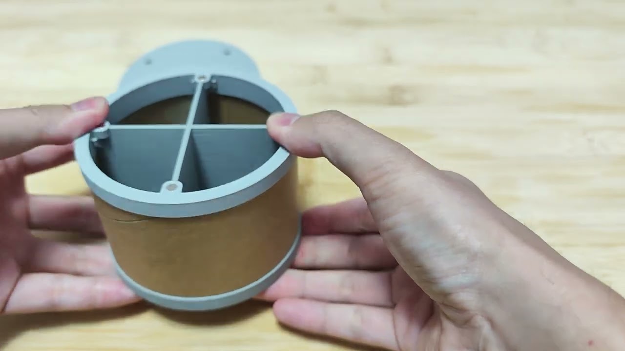Container made from bambulab spool cardboard core (with divider)