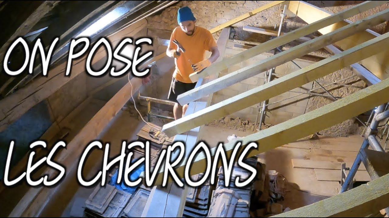 ON POSE NOS CHEVRONS (temps pourri, on reste à l'abris) - Rénovation Béton DIY Episode #41