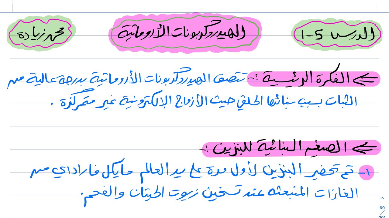 الهيدروكربونات الأروماتية كيمياء ثاني ثانوي 1444