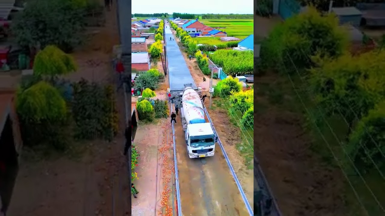 Small town cement pavement construction process- Good tools and machinery make work easy