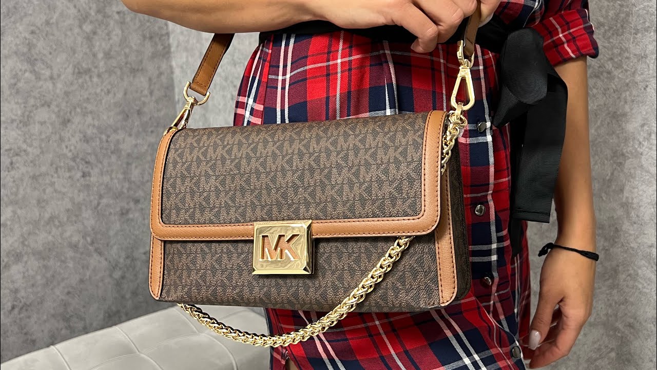 Распаковка сумки MICHAEL KORS Sonia Medium Logo Convertible Shoulder Bag (brown)